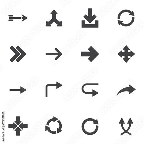 Basic arrows vector icons set