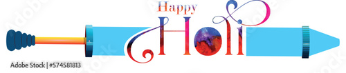Vector Illustration of Holi Festival with colorful calligraphy. Indian Festival Of Holi. photo