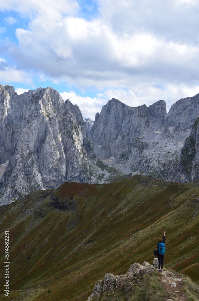 The mountains of the Prokletije National Park in the autumn near the Grebaje Valley of Montenegro. The Accursed Mountains. Albanian Alps.