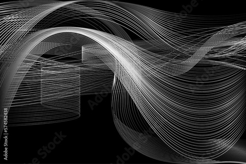 Obraz na plátně Abstract Black and White Pattern with Waves
