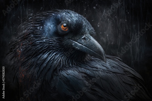 Close-up Crow Picture A Detailed and Intimate Look at a Majestic Bird generative ai