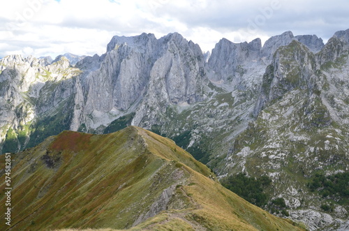 The mountains of the Prokletije National Park in the autumn near the Grebaje Valley of Montenegro. The Accursed Mountains. Albanian Alps. photo