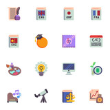 Education and science elements collection, flat icons set