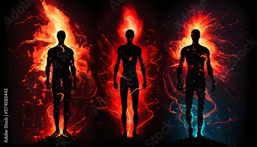 astral, human, humans, bodies, body, space, darkness, glowing, red, bright color, contrast
