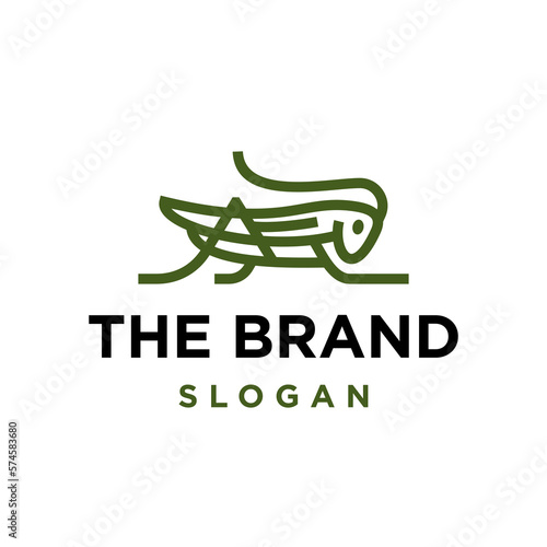 grasshopper simple line icon logo vector design, modern logo pictogram design of insect praying mantis