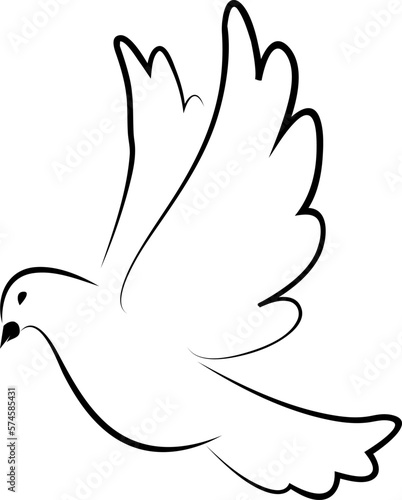 Flying pigeon. Symbol of world. Pigeon. Symbol of love, freedom. Dove.