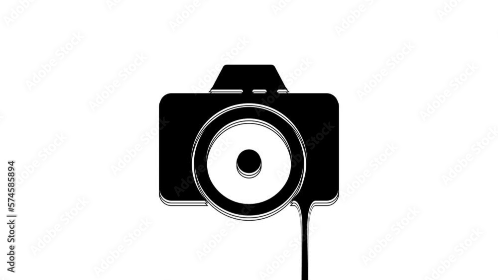 Black Photo camera icon isolated on white background. Foto camera icon. 4K Video motion graphic animation