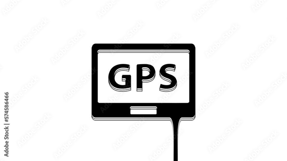 Black Gps device with map icon isolated on white background. 4K Video motion graphic animation Black Gps device with map icon isolated on white background. 4K Video motion graphic animation