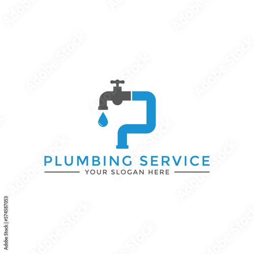 letter P plumbing logo design