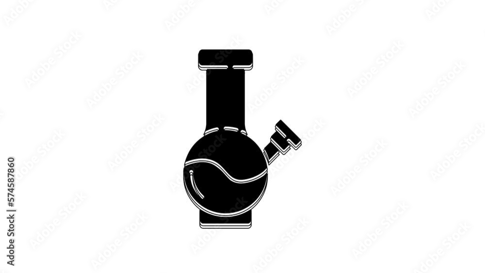 Black Glass bong for smoking marijuana or cannabis icon isolated on white background. 4K Video motion graphic animation Black Glass bong for smoking marijuana or cannabis icon isolated on white background. 4K Video motion graphic animation