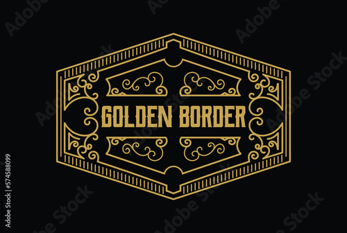 Hexagon Vintage Border Frame Royal Crown Badge Emblem Stamp Label Logo Design Vector