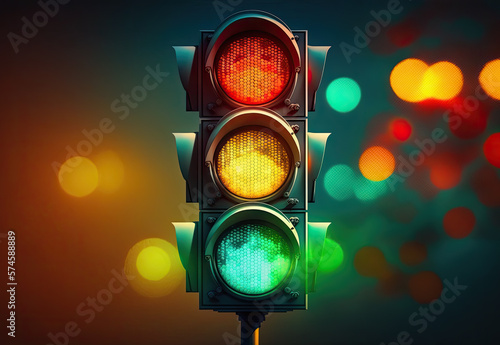 traffic light on vibrant background created with Generative AI technology © Robert Herhold