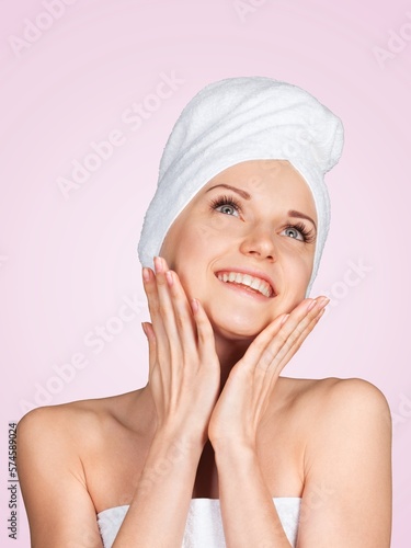 Happy young woman with clean skin.