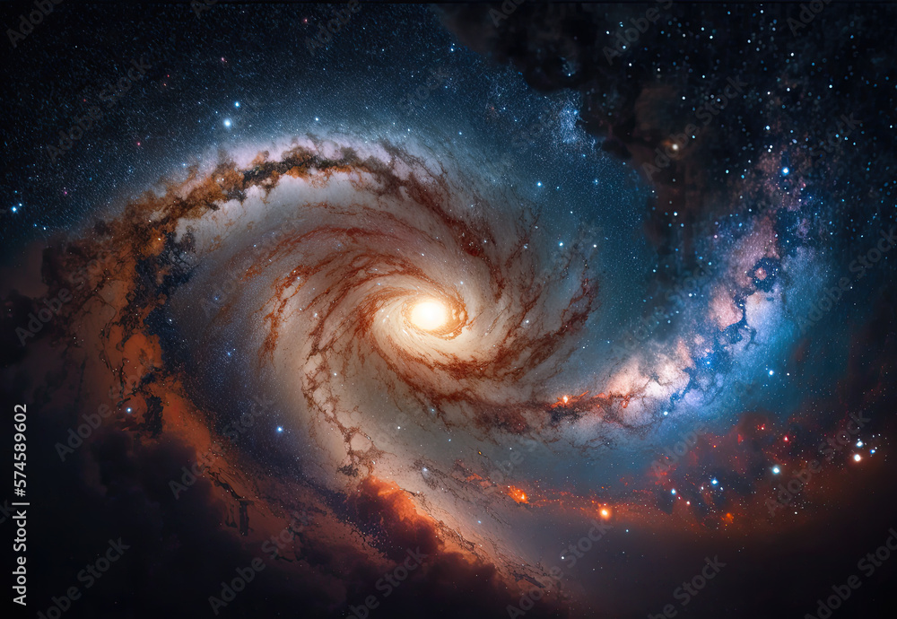 spiral galaxy in space created with Generative AI technology spiral galaxy in space created with Generative AI technology