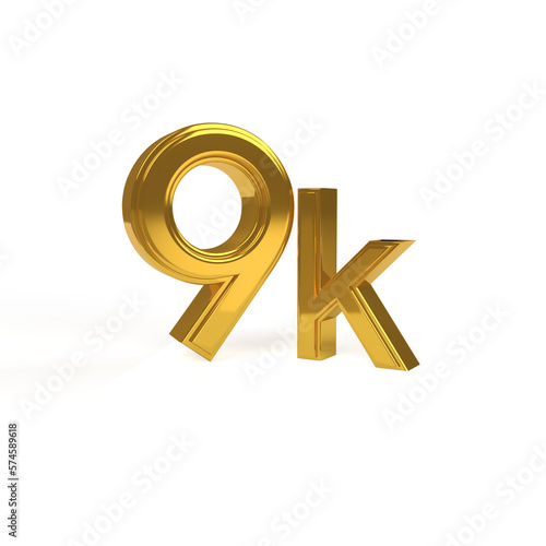 9k Gold 3d render. 9k sale off  photo