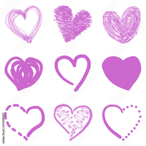 Set of purple hearts
