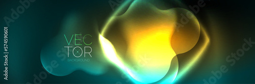 Magic neon glowing lights abstract background wallpaper design, vector illustration