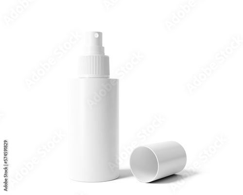 Blank  Plastic Cosmetic Spray Bottle packaging isolated on transparent background, prepared for mockup, 3D render.