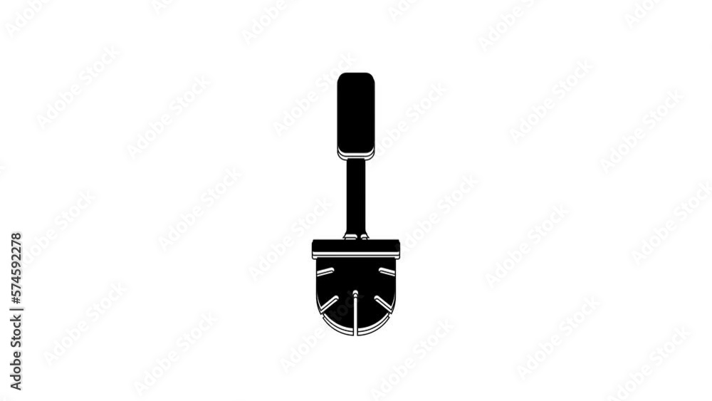 Black Toilet brush icon isolated on white background. 4K Video motion graphic animation Black Toilet brush icon isolated on white background. 4K Video motion graphic animation