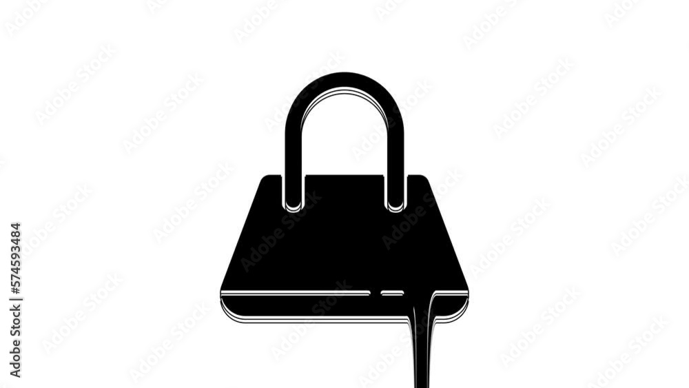 Black Handbag icon isolated on white background. Female handbag sign. Glamour casual baggage symbol. 4K Video motion graphic animation Black Handbag icon isolated on white background. Female handbag sign. Glamour casual baggage symbol. 4K Video motion graphic animation