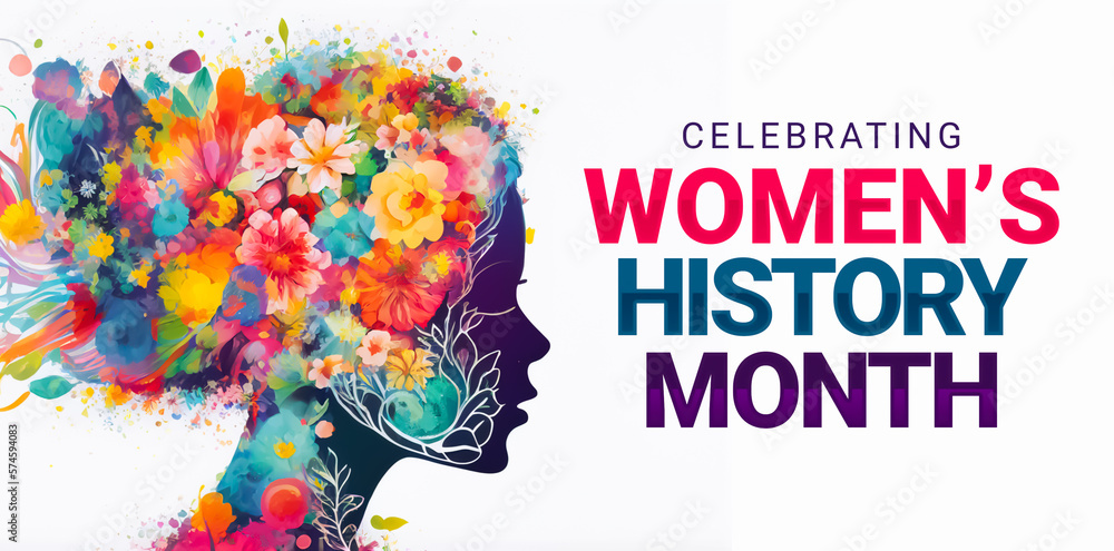 Women's history month celebration background generative ai in colorful pastel flowers. Generative ai - obrazy, fototapety, plakaty 