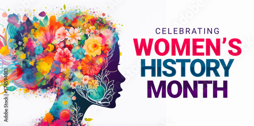Tableau sur toile Women's history month celebration background generative ai in colorful pastel flowers
