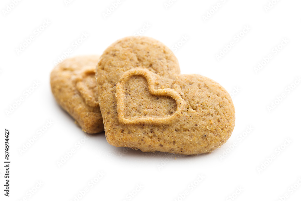 Sweet gingerbread hearts isolated on white background. Sweet gingerbread hearts isolated on white background.