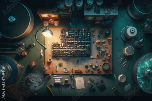 A top-down view of a laboratory with various scientific equipment, highlighting the importance of scientific research