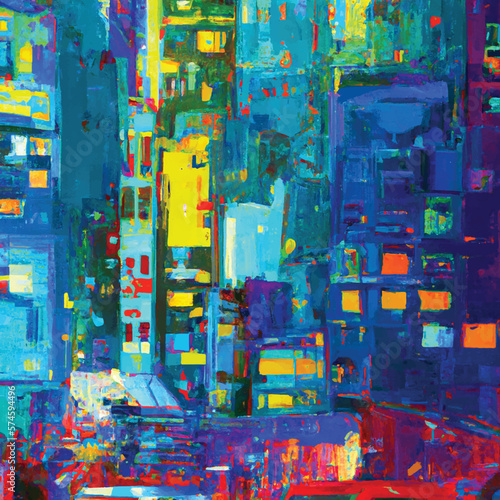 Expressive  Oil Painting Cyberpunk Shibuya 1