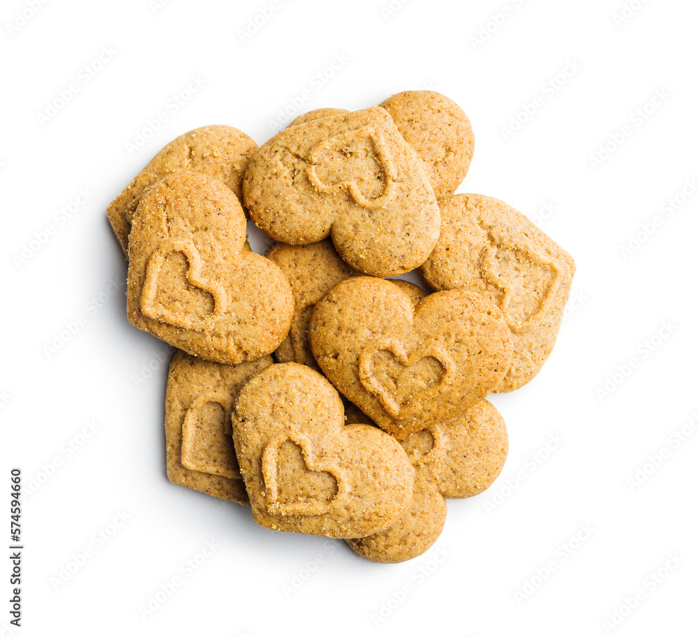 Sweet gingerbread hearts isolated on white background. Sweet gingerbread hearts isolated on white background.