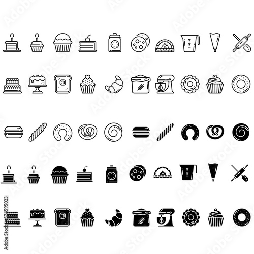 Bakery icon vector set. cooking illustration sign collection. bake symbol.