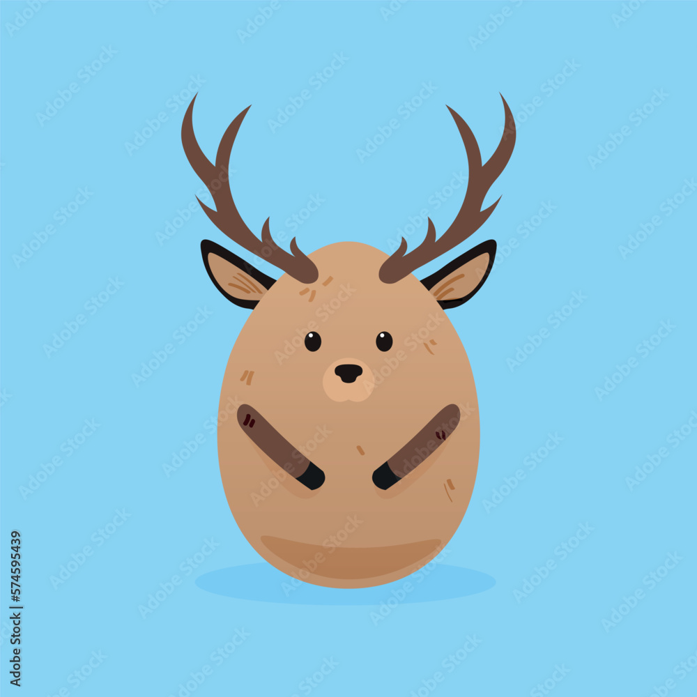 Cute Easter deer on light blue background Cute Easter deer on light blue background