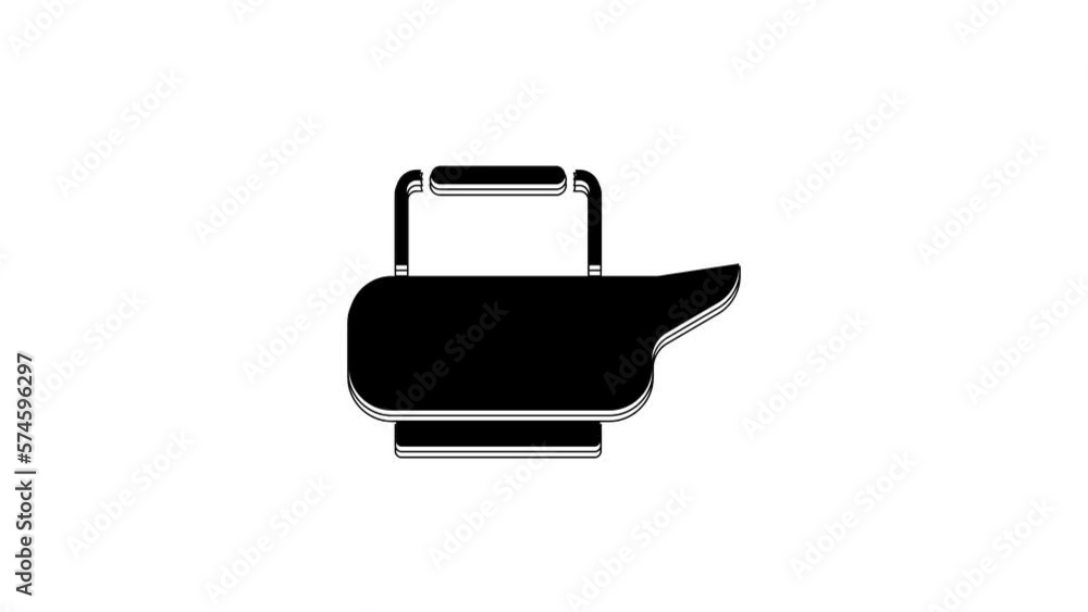 Black Bedpan icon isolated on white background. Toilet for bedridden patients. 4K Video motion graphic animation Black Bedpan icon isolated on white background. Toilet for bedridden patients. 4K Video motion graphic animation