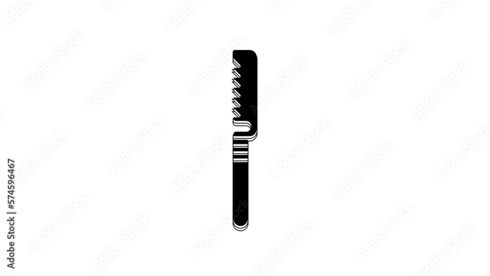 Black Medical saw icon isolated on white background. Surgical saw designed for bone cutting limb amputations and before bone grafting. 4K Video motion graphic animation Black Medical saw icon isolated on white background. Surgical saw designed for bone cutting limb amputations and before bone grafting. 4K Video motion graphic animation