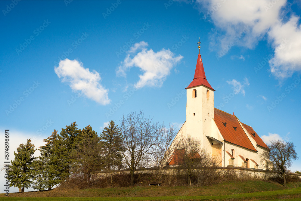 Historical church with surrounding wall at Ofenbach Lower Austria