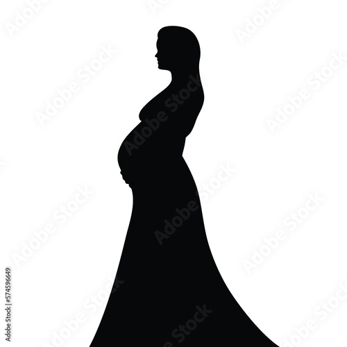 Pregnant woman silhouette vector illustration isolated on white. Silhouette graphic design.