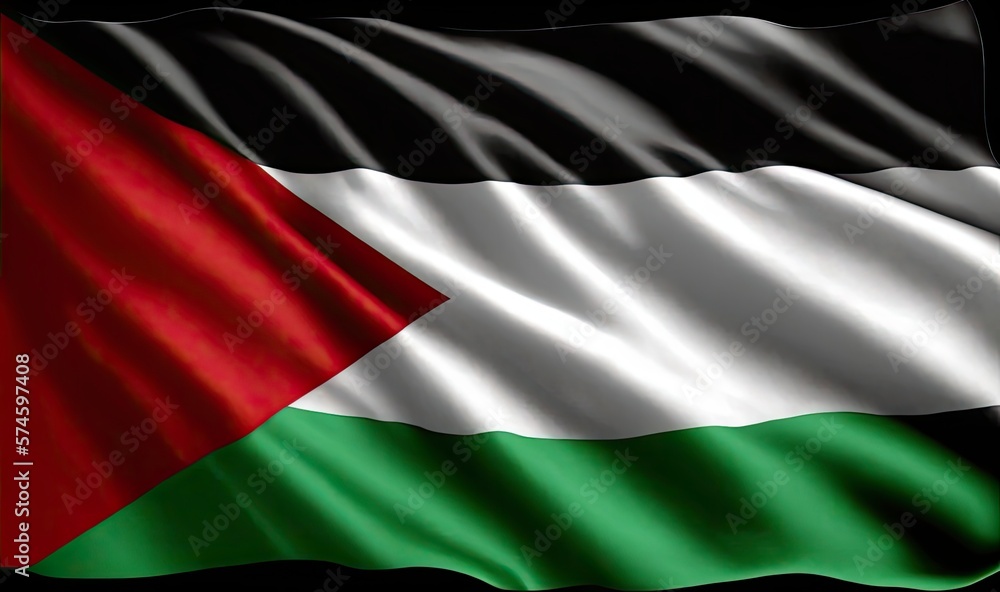 Palestinian Flag Fluttering with Pride. Generative AI Palestinian Flag Fluttering with Pride. Generative AI