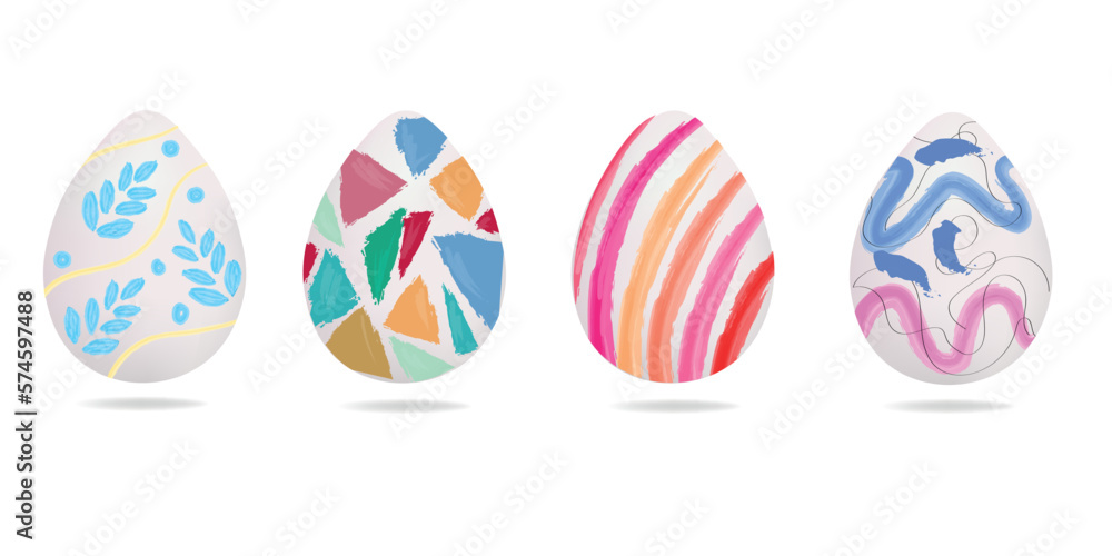 Set of painted Easter eggs on white background Set of painted Easter eggs on white background