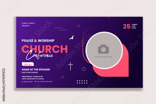 Praise and worship church conference flyer social media and web banner template