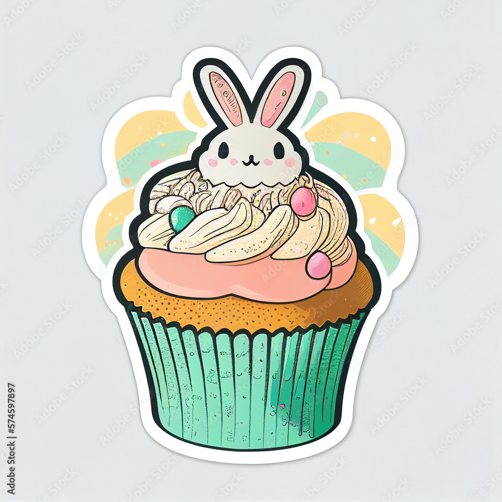 A whimsical cupcake topped with a cute bunny and colorful icing, perfect for festive celebrations and Easter delights. A whimsical cupcake topped with a cute bunny and colorful icing, perfect for festive celebrations and Easter delights.