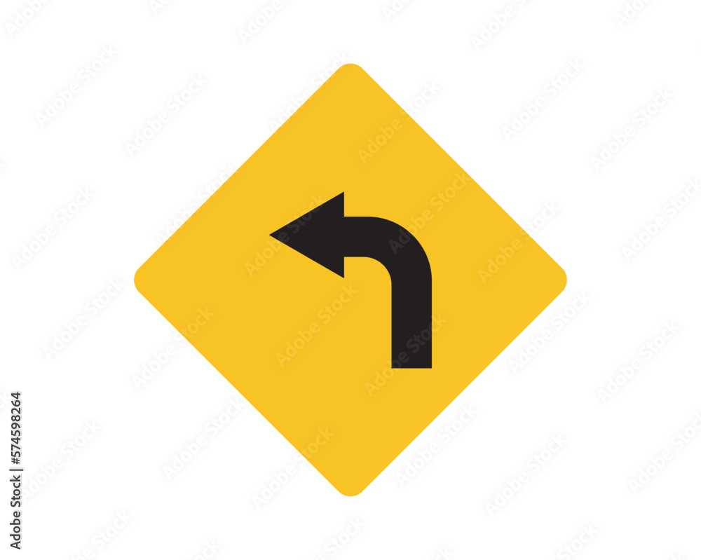 Left turn sign vector design.