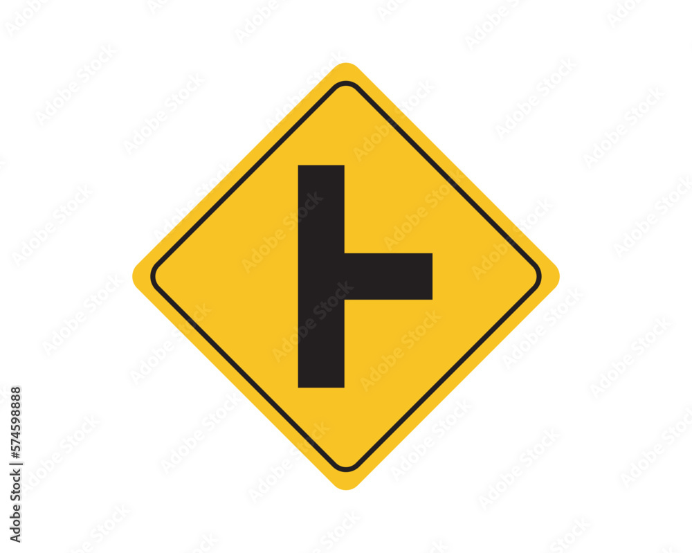 T junction traffic sign. T traffic sign. T junction traffic sign. T traffic sign.