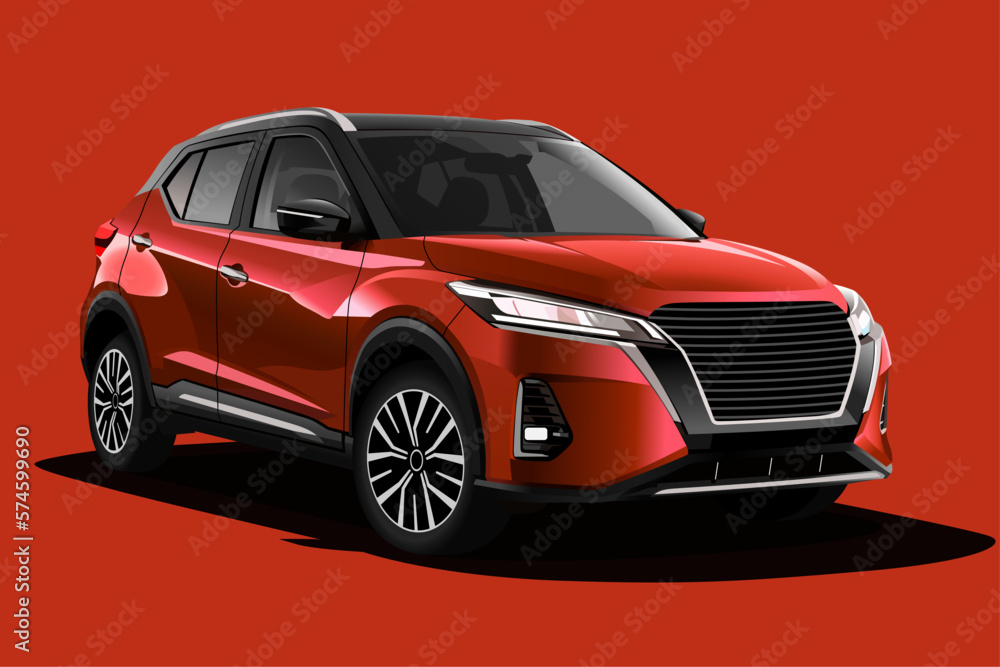 vector red realistic isolated SUV car
