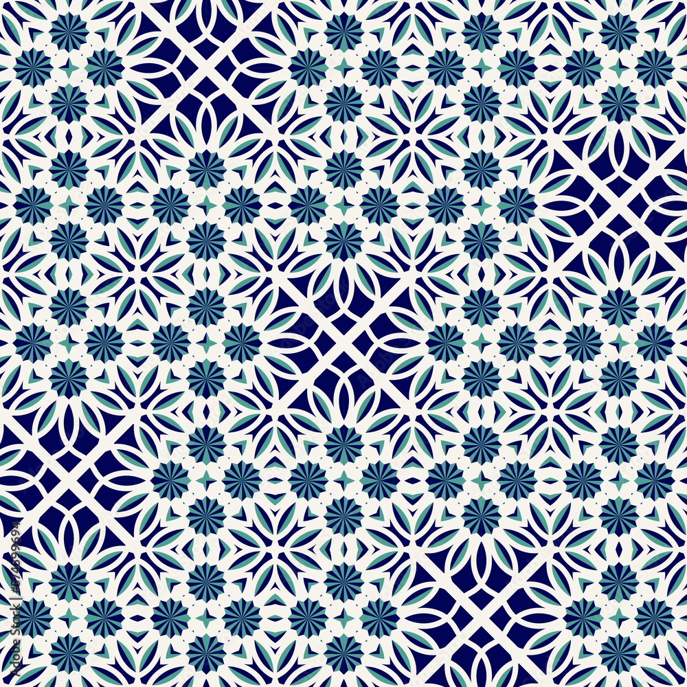 Flat illustration vector-style image of geometric floral and leaves pattern Flat illustration vector-style image of geometric floral and leaves pattern