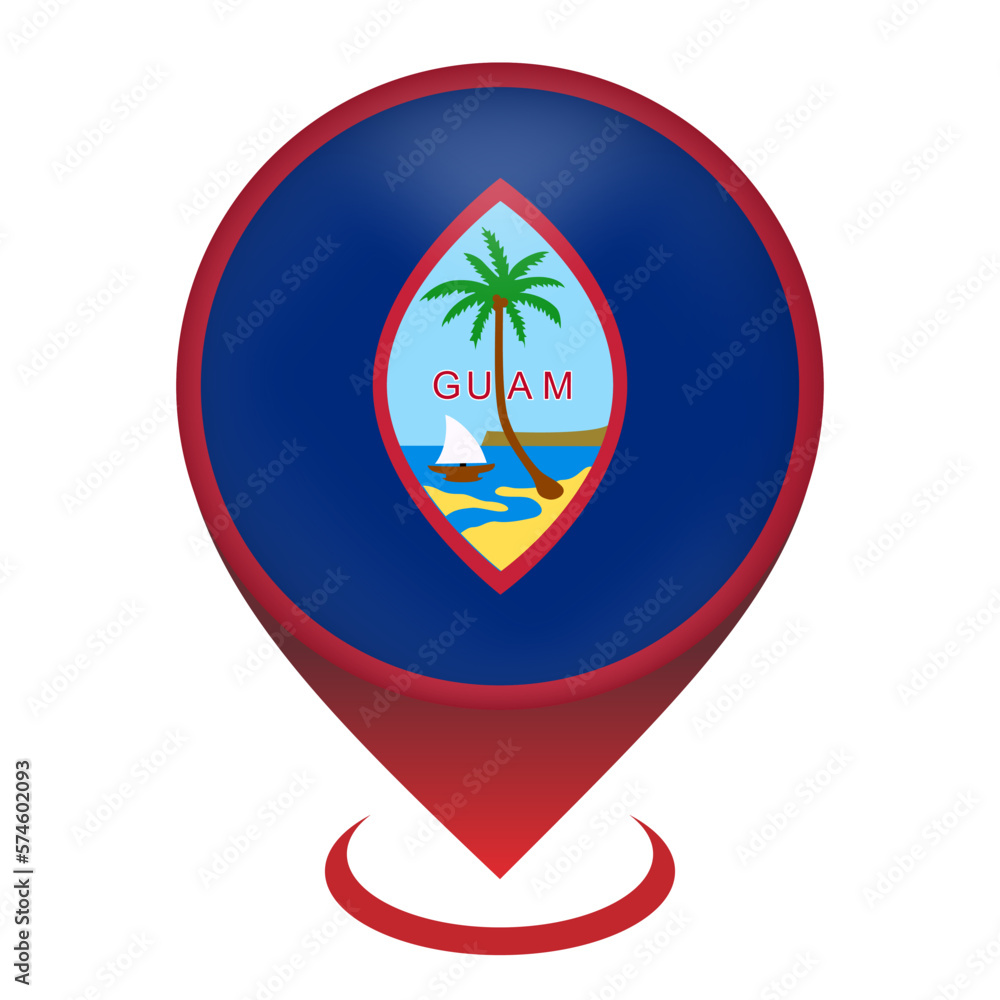 Map pointer with country Guam. Guam flag. Vector illustration. Map pointer with country Guam. Guam flag. Vector illustration.