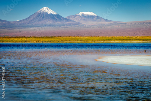 Obraz na płótnie Licancabur with reflection lake and volcanic landscape at Sunset, Atacama, Chile w salonie