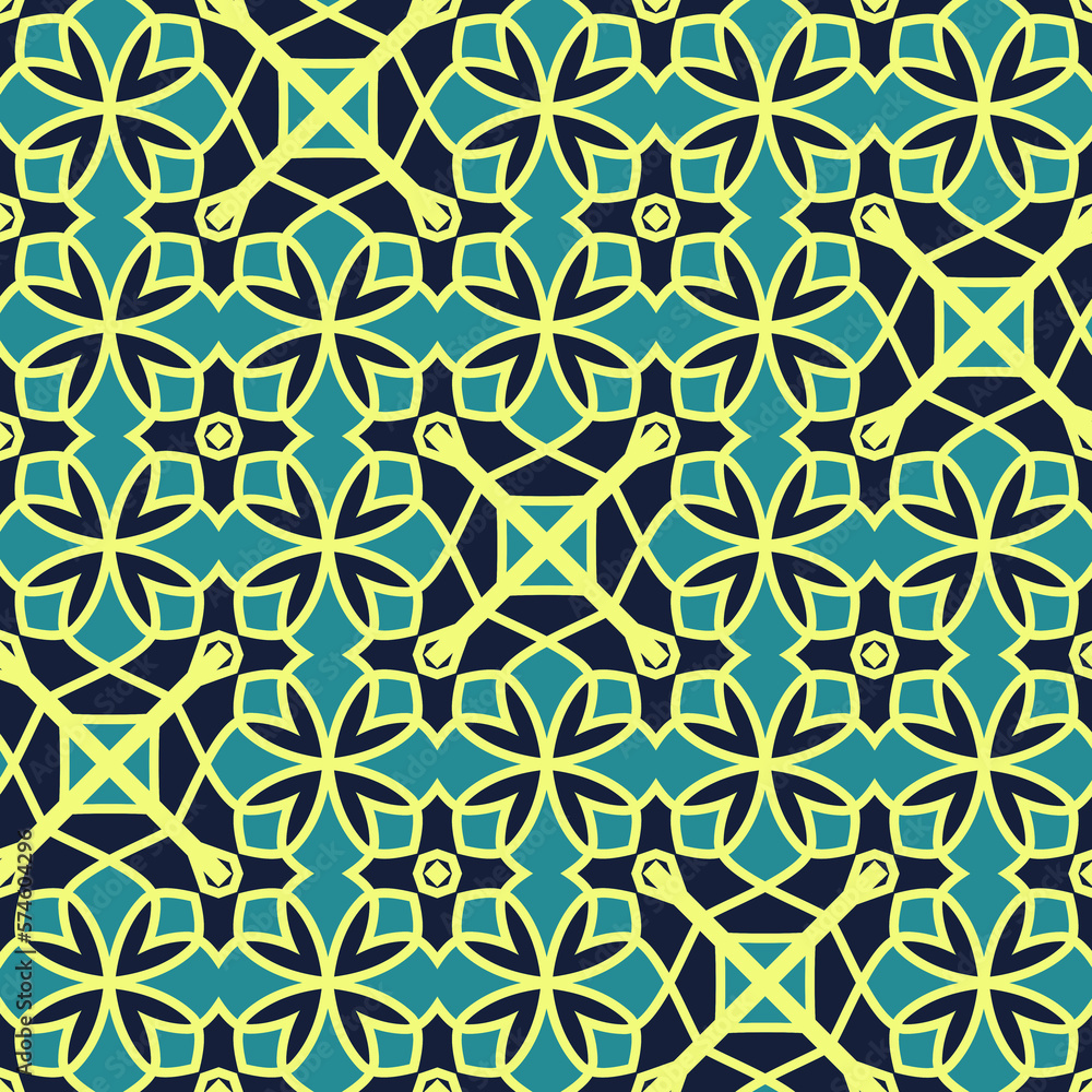 Fototapeta premium Flat illustration vector-style image of geometric floral and leaves pattern.