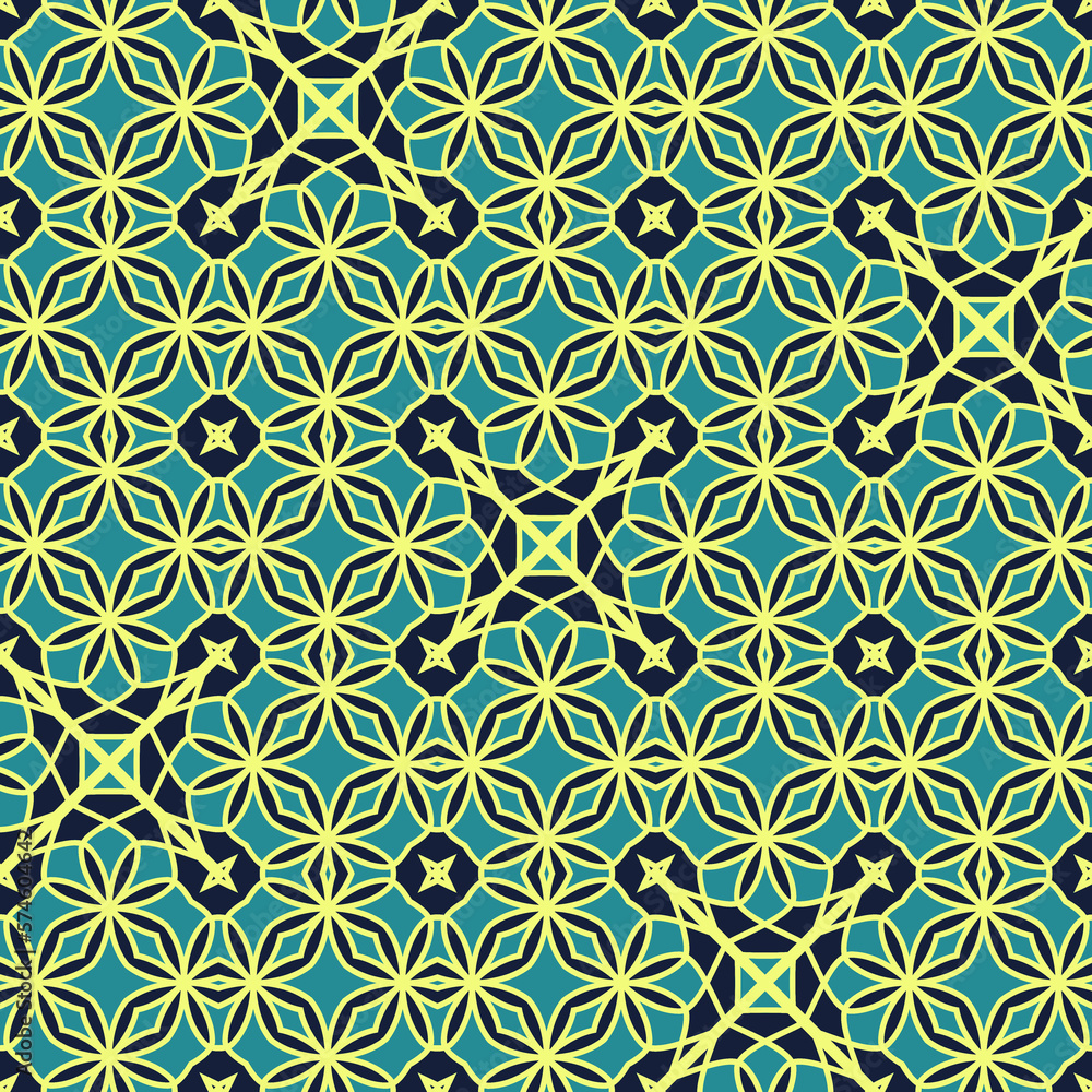 Flat illustration vector-style image of geometric floral and leaves pattern. Flat illustration vector-style image of geometric floral and leaves pattern.