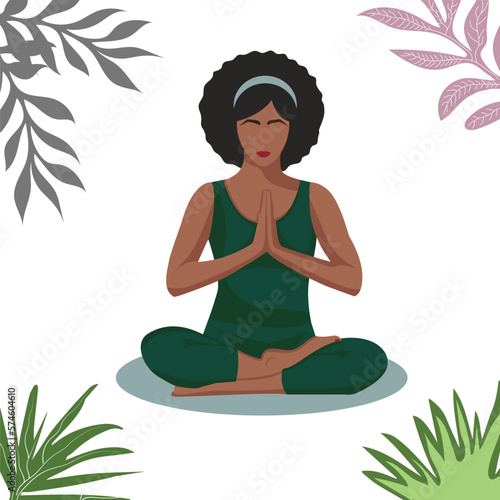 Black girl in lotus pose
