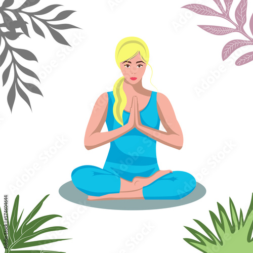 Blond girl in lotus pose